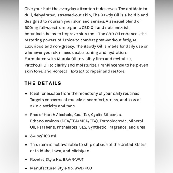 BAWDY NWT the bawdy oil -300mg organic cbd - Picture 8 of 11